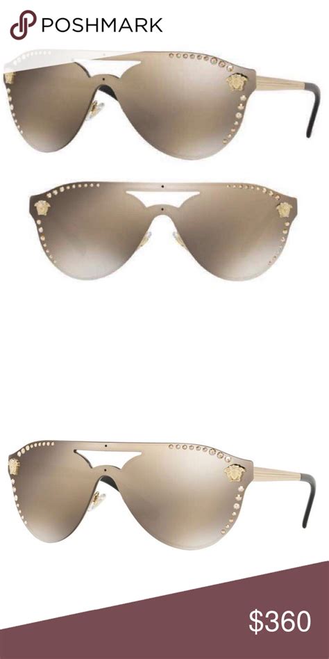 versace crystal medusa logo shield sunglasses mod 2061-b